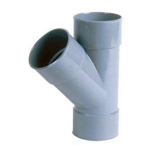PVC lijm T-stuk 45° 125mm mof/mof/mof grijs