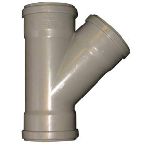 PVC verloop t-stuk 125 x110 mm 45° manchet/manchet/manchet grijs