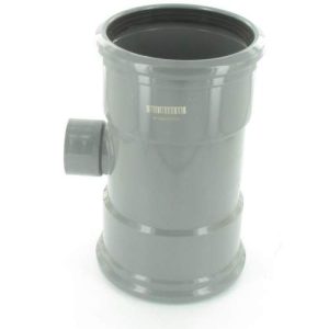 PVC verloop t-stuk 110 x40 mm 90° manchet/lijm/manchet grijs