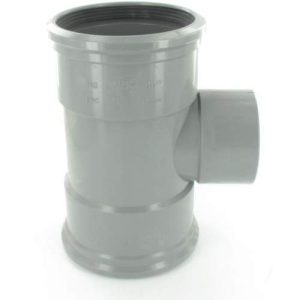 PVC verloop t-stuk 110 x 75 mm 90° manchet/lijm/manchet grijs
