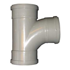 PVC t-stuk 125 mm 90° manchet/manchet/manchet grijs