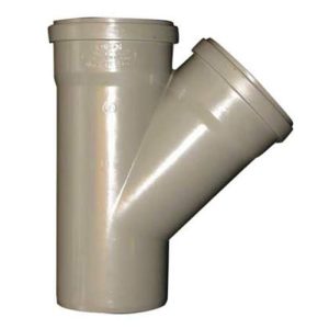 PVC t-stuk 110 mm 45° manchet/manchet/spie grijs