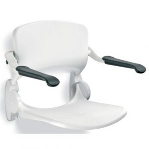 Linido douchezitting opklapbaar, met rugleuning en armleggers kunststof wit (RAL9010)