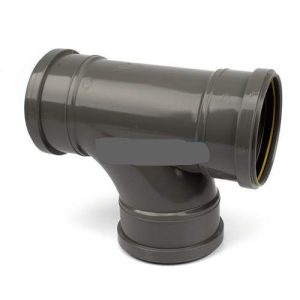 PVC t-stuk 110 mm 90° manchet/manchet/manchet grijs