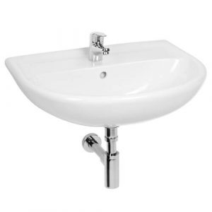Jika Lyra Plus wastafel 55 cm met kraangat en overloop wit