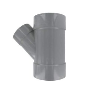 PVC lijm t-stuk 45° 110 x 50 mm mof/mof/mof grijs