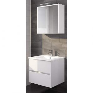 CFL York badmeubelset 60 cm 2 laden hoogglans wit