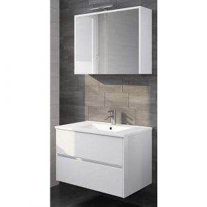 CFL York badmeubelset 80 cm 2 laden hoogglans wit