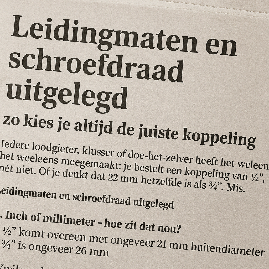 een hulp voor het verschil in maten en diameters