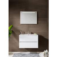 York Slim badmeubelset 80  wit wastafel spiegel met lamp