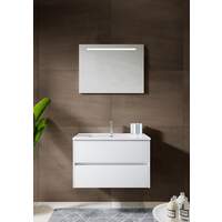 York badmeubelset 80 wit wastafel spiegel met lamp